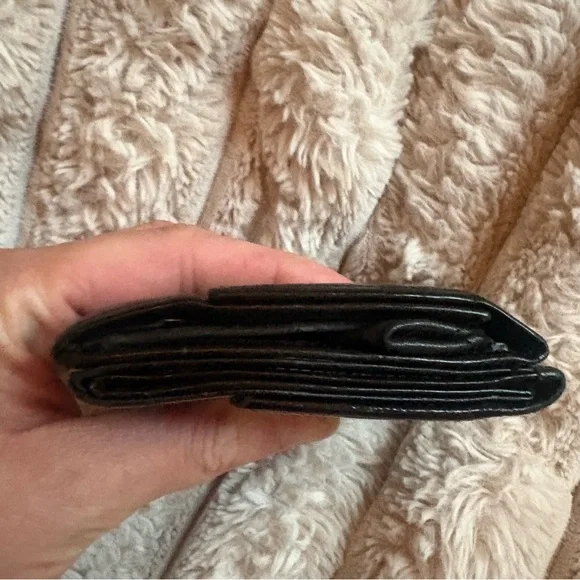 CHANEL Glossy Black Wallet with Silver Logo